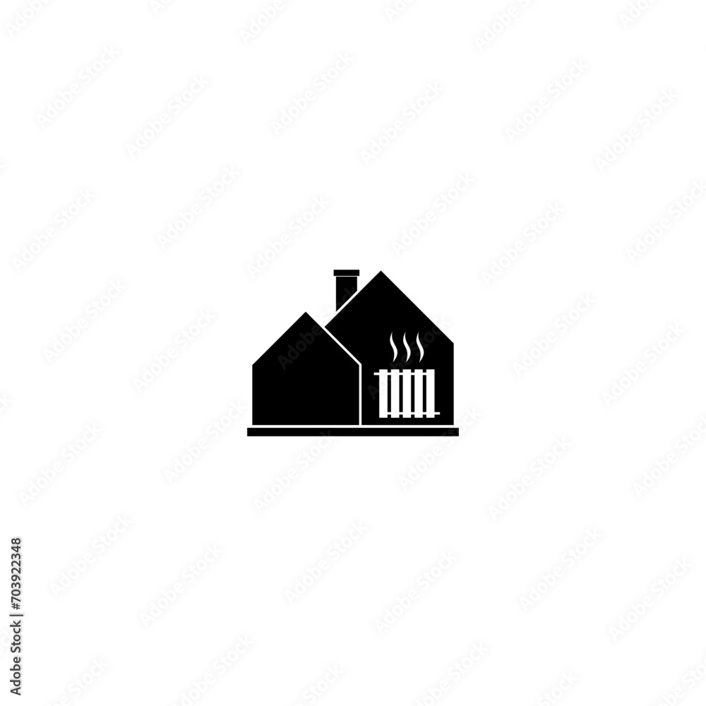 Heat radiator in house icon isolated on white background Heat radiator in house icon isolated on white background