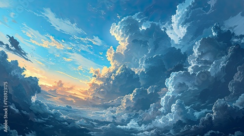 Vast Blue Sky Clouds Background Tiny, Background Banner HD