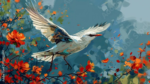 White Flock Birds Flying, Background Banner HD