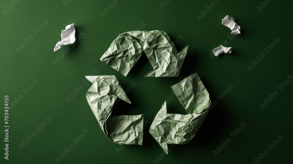 Eco-Inspired Art, Enchanting Green Wall Transformed With a Whimsical Paper Recycling Symbol Eco-Inspired Art, Enchanting Green Wall Transformed With a Whimsical Paper Recycling Symbol