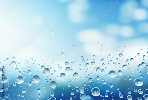 Close-up of Water Bubbles on Blue Background