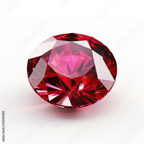 Red Diamond on White Background - Precious Gemstone With Striking Vibrancy