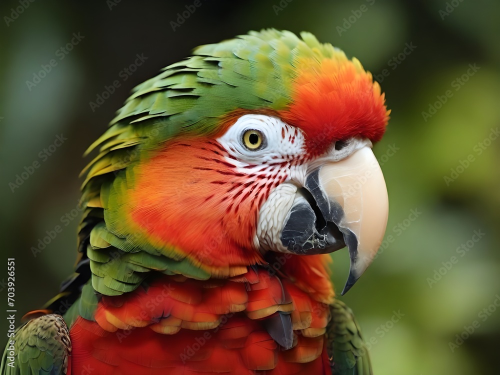 Red and green parrot. Generative AI