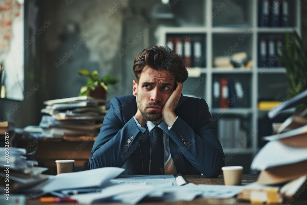 The Enigmatic Executive, A Reserved Figure Captivated by Possibilities in the Solitude of His Opulent Workspace The Enigmatic Executive, A Reserved Figure Captivated by Possibilities in the Solitude of His Opulent Workspace