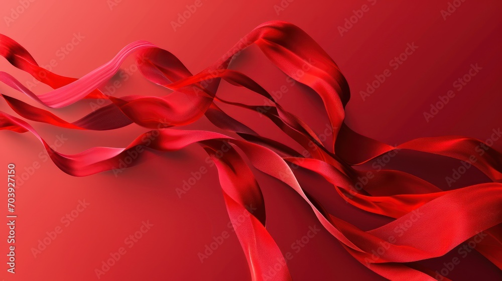 The Vibrant Crimson Dance, A Captivating Close-Up of a Scarlet Ribbon on a Fiery Red Backdrop The Vibrant Crimson Dance, A Captivating Close-Up of a Scarlet Ribbon on a Fiery Red Backdrop