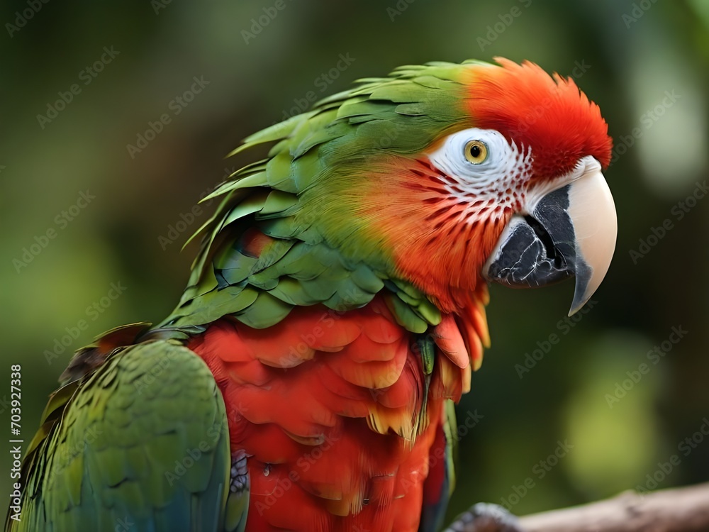 Red and green parrot. Generative AI