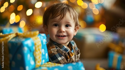 Enthralling Joy, The Delightful Encounter of a Little Boy With an Array of Wonderous Presents