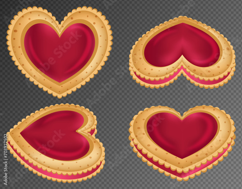 Heart Shaped Jam Filled Cookies - Valentine`s Sweets 