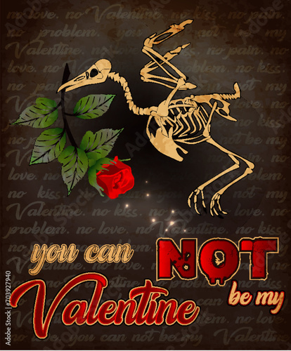 Anti Valentines day. Party card. You can not be my valentine. vector illustration