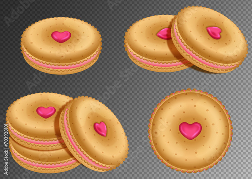 Heart-Filled Strawberry Cream Cookies -  