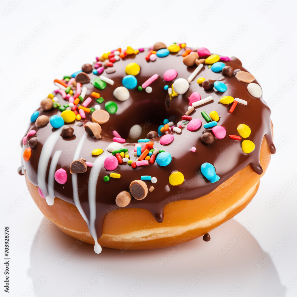 a chocolate donut with colorful candies on transparent background created with Generative Ai a chocolate donut with colorful candies on transparent background created with Generative Ai