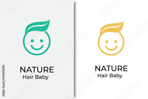 Nature  baby care logo, icon, illustration template design for baby hair cosmetic, baby care product and shop