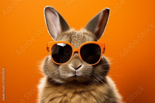 Cool bunny in glasses with selective focus and copy space © top images