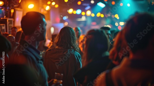 Luminescence of Night, A Vibrant Tapestry of Souls Gathered Around the Illuminated Bar