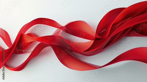 Crimson Whispers, An Intimate Encounter With a Scarlet Ribbon as It Dances on a Snowy Canvas