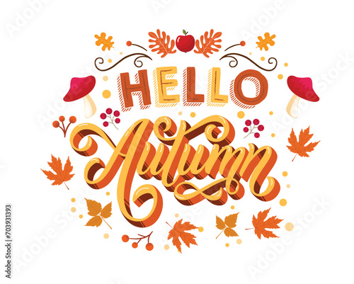 hello autumn typography banner template elegant classical