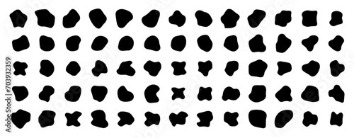 Blobs set icon. Random black cube drops simple shapes. Vector illustration