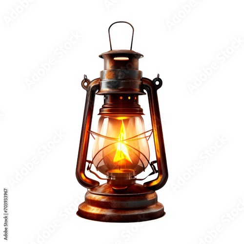 Old oil lamp. Isolated on transparent background.