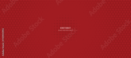 Abstract red vector banner with hexagon grid. Seamless pattern background