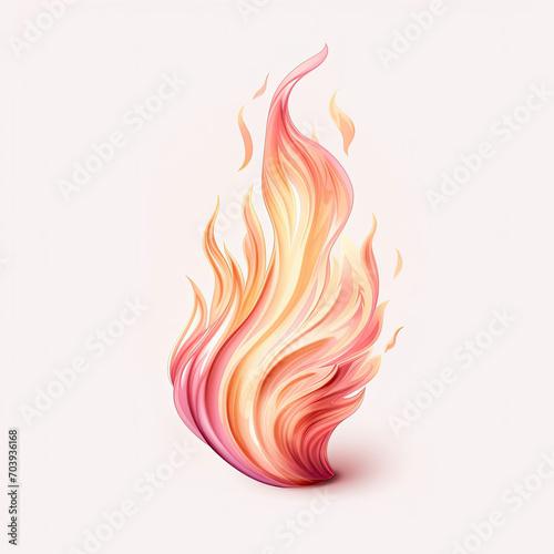 a stylized colorful fireball on a pink background with a long wavy flame