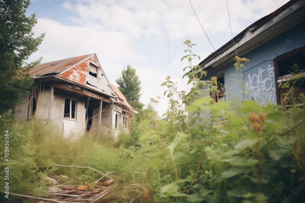 abandoned houses with overgrown vegetation abandoned houses with overgrown vegetation