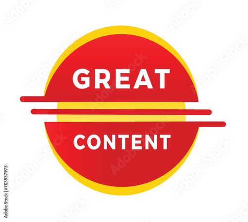 Great content banner, red label design modern style. Vector template on white background.