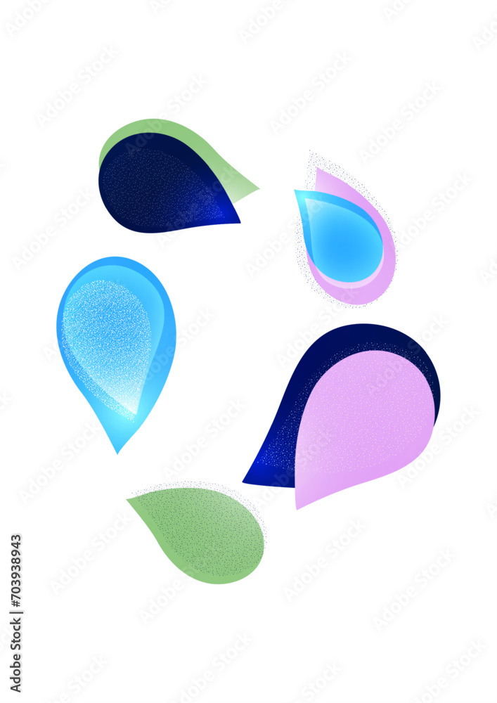 Abstract colored dynamic figures. Drop-shaped petals. Beautiful shapes and colors. Template for your design. Vector Abstract colored dynamic figures. Drop-shaped petals. Beautiful shapes and colors. Template for your design. Vector