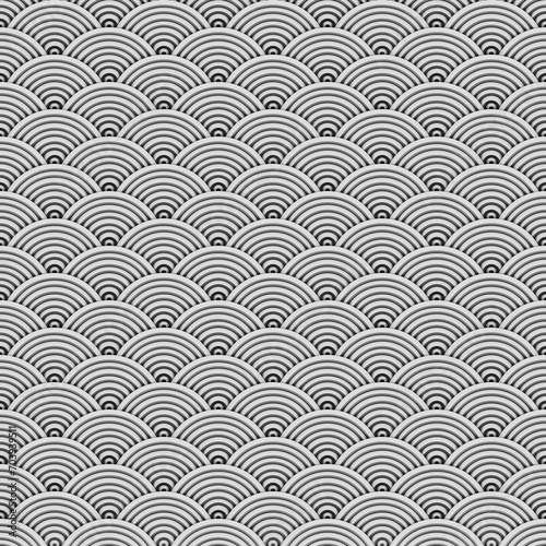 Qinghai wave, traditional Japanese pattern. Monochrome waves pattern. 3D rendering.