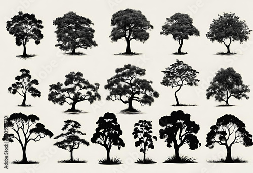 Tree nature silhouette branch plant leaf forest vector trees