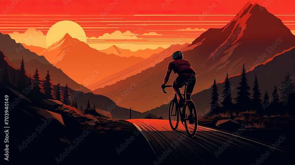 Illustration of Cycling Adventure: AI-Generated Vector for T-shirt Design Illustration of Cycling Adventure: AI-Generated Vector for T-shirt Design