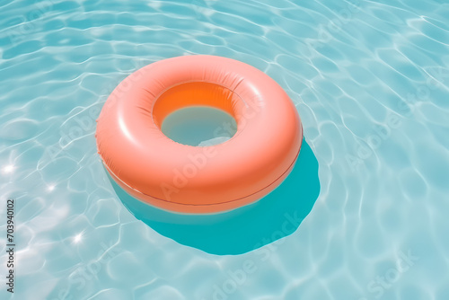 peach pastel inflatable ring floating in pool