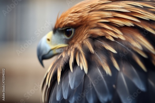feather details of a golden eagle in natural light