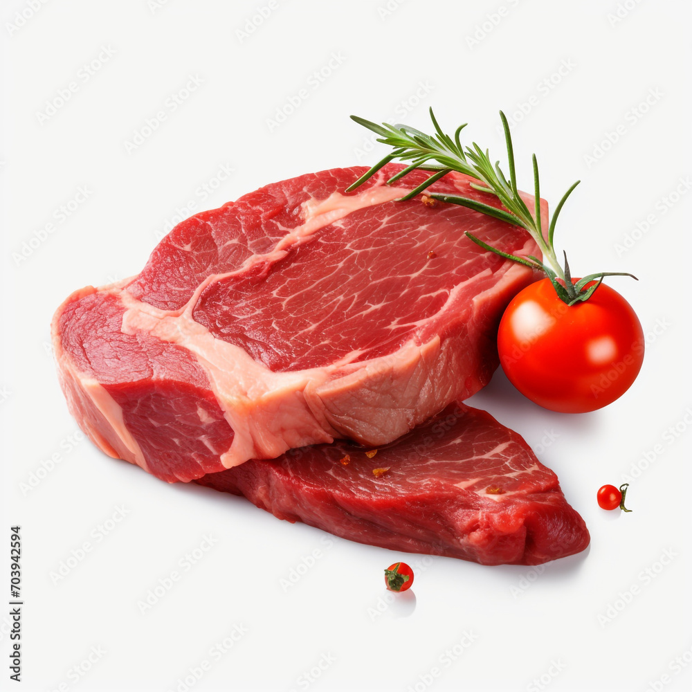 a piece of meat with a slice of tomato ontransparent background created with Generative Ai a piece of meat with a slice of tomato ontransparent background created with Generative Ai