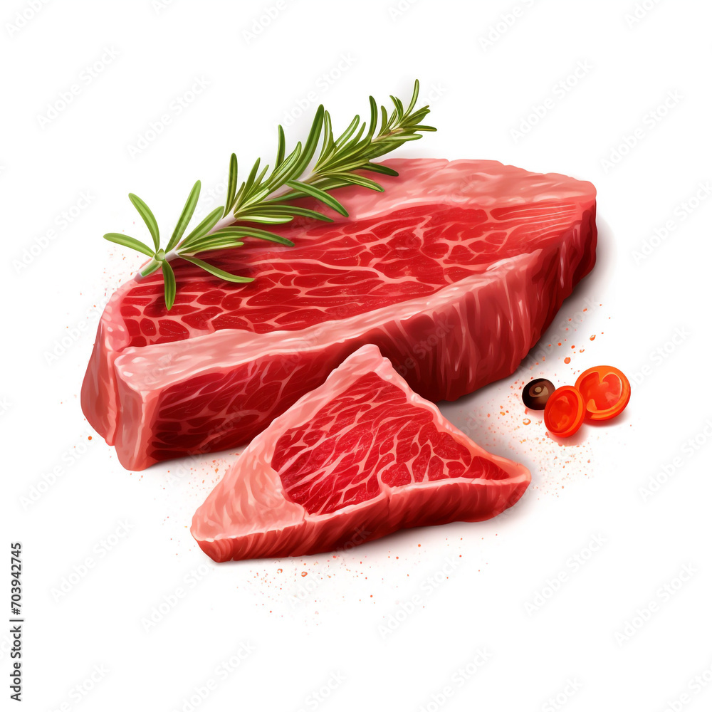 a piece of meat with a slice of tomato ontransparent background created with Generative Ai