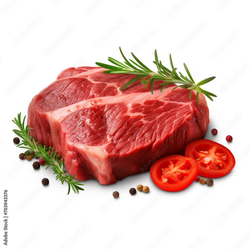 a piece of meat with a slice of tomato ontransparent background created with Generative Ai a piece of meat with a slice of tomato ontransparent background created with Generative Ai