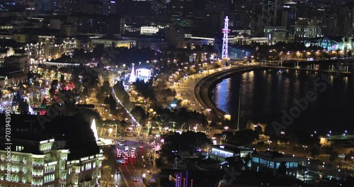 Wallpaper Mural Night view of the Baku city Torontodigital.ca