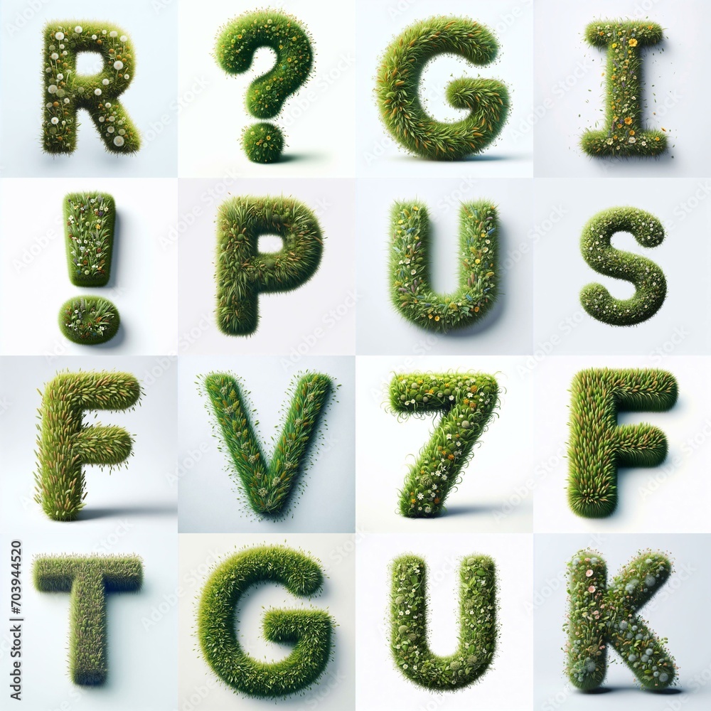 Grass style typography. AI generated illustration Grass style typography. AI generated illustration