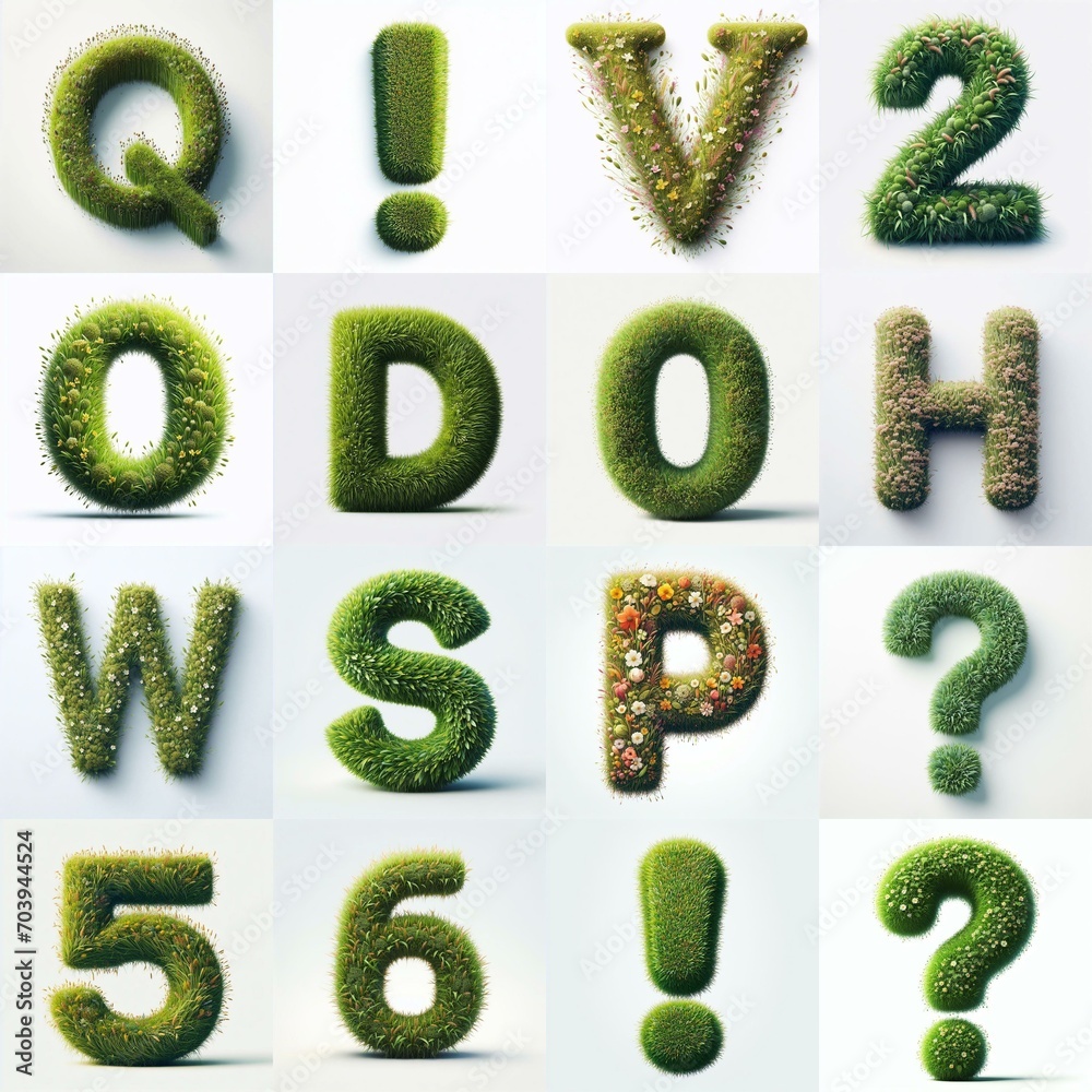 Grass style typography. AI generated illustration