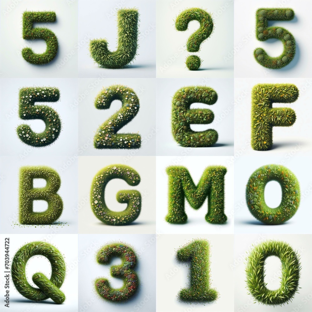 Grass style typography. AI generated illustration Grass style typography. AI generated illustration