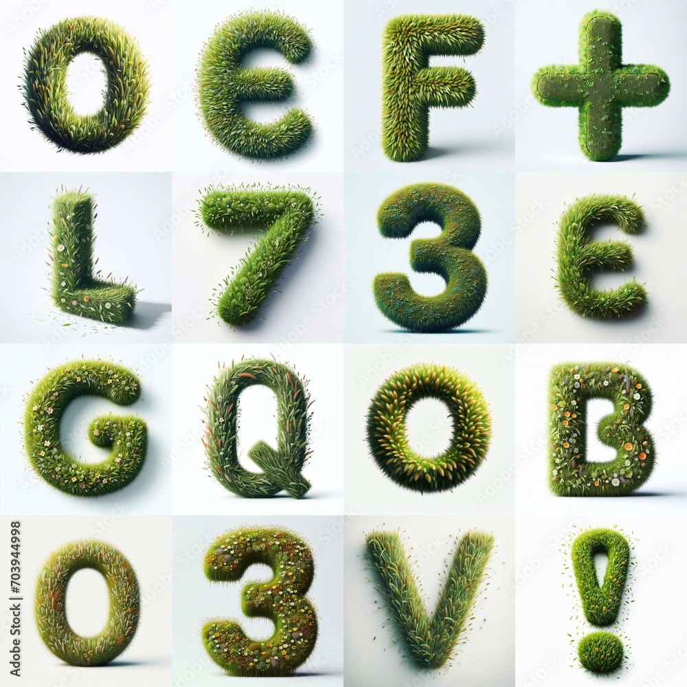 Grass style typography. AI generated illustration Grass style typography. AI generated illustration
