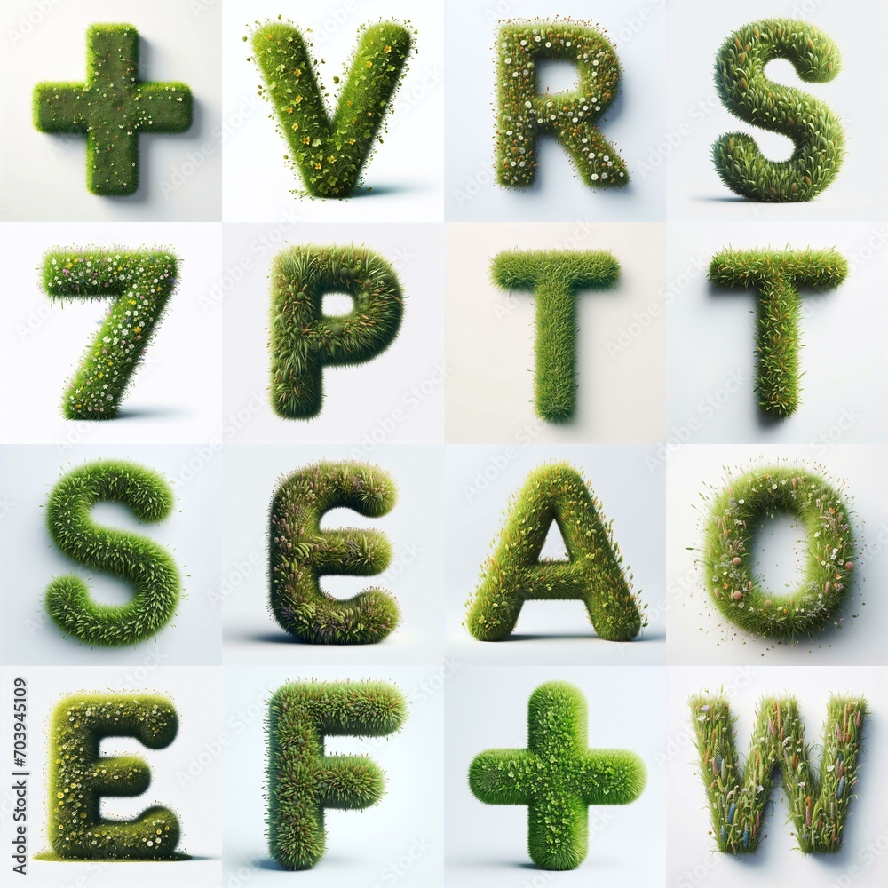 Grass style typography. AI generated illustration Grass style typography. AI generated illustration
