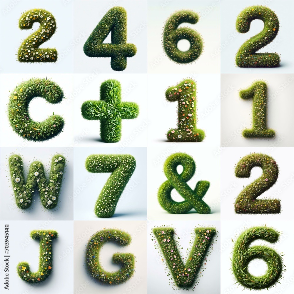Grass style typography. AI generated illustration Grass style typography. AI generated illustration