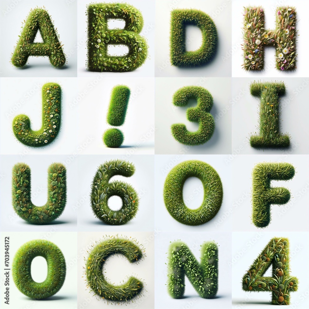 Grass style typography. AI generated illustration Grass style typography. AI generated illustration