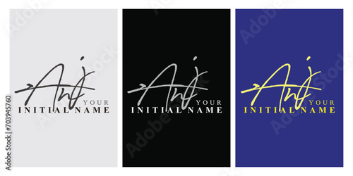 anj a n j initial handwriting anj initial handwriting signature logo template vector hand lettering