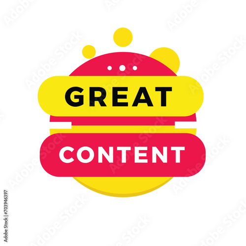 Great content banner template, red label design modern style. Vector template on white background.