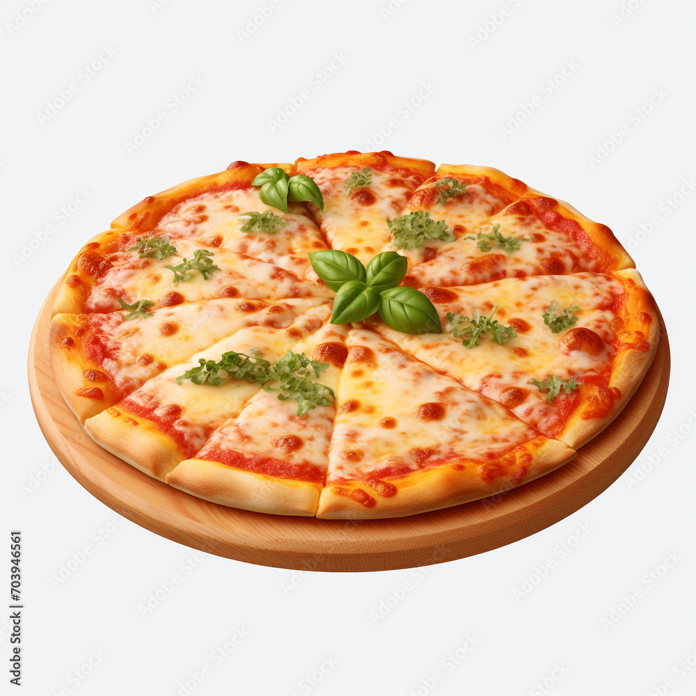 a pizza with cheese and tomato sauce on transparent background created with Generative Ai