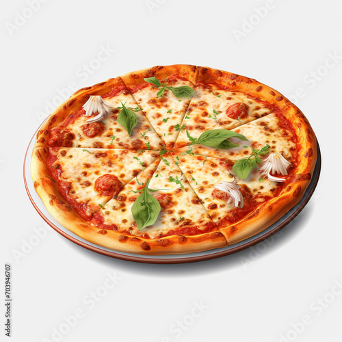 a pizza with cheese and tomato sauce on transparent background created with Generative Ai