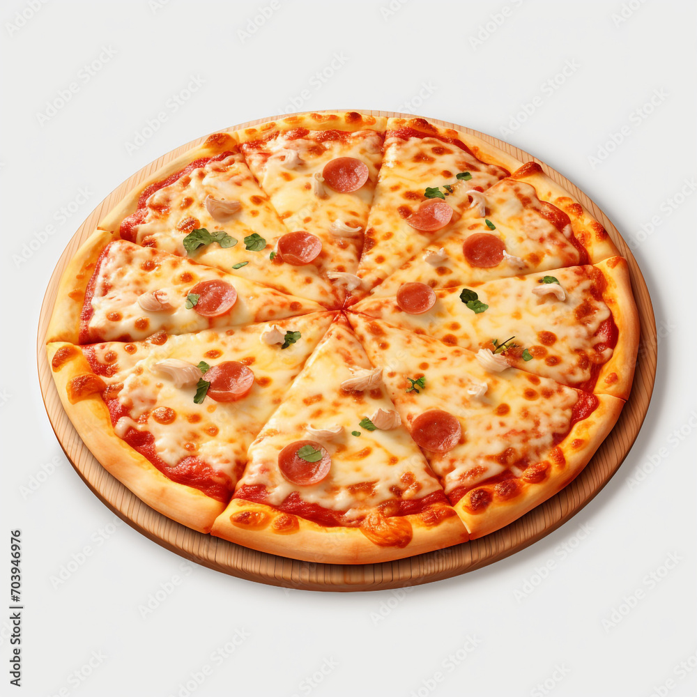 a pizza with cheese and tomato sauce on transparent background created with Generative Ai