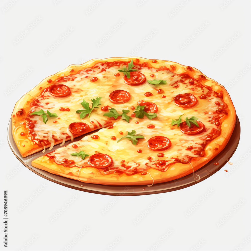 a pizza with cheese and tomato sauce on transparent background created with Generative Ai