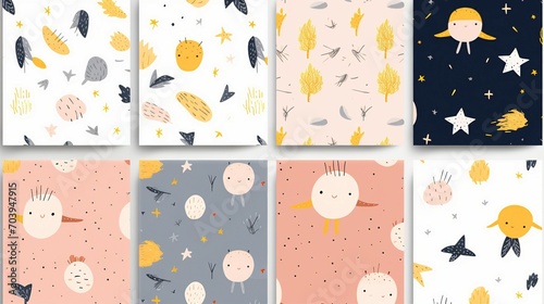 Captivating Seamless Pattern of Stars, Comets, and Constellations in Cosmic Harmony – Ideal for Astronomical and Creative Projects.
